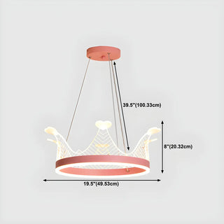 ZOWALA - Pink Crown LED Adjustable Height Kids Room Chandelier Image - 17