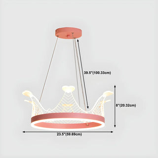 ZOWALA - Pink Crown LED Adjustable Height Kids Room Chandelier Image - 18