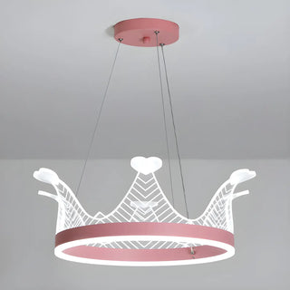 ZOWALA - Pink Crown LED Adjustable Height Kids Room Chandelier Image - 8