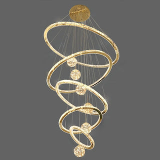 ZOWALA - Ring Ball Crystal Remote Control Tiered Foyer Chandelier Image - 11