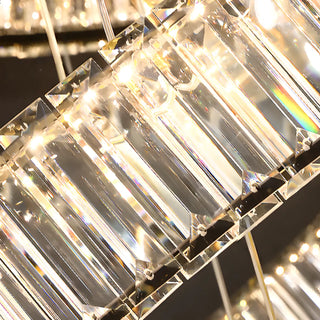 ZOWALA - Ring Ball Crystal Remote Control Tiered Foyer Chandelier Image - 13