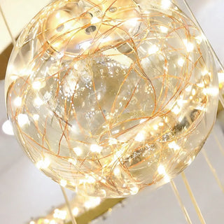 ZOWALA - Ring Ball Crystal Remote Control Tiered Foyer Chandelier Image - 17