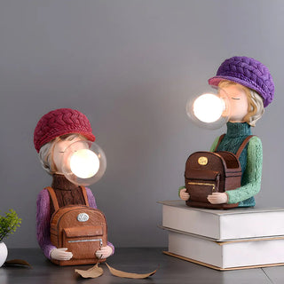 Creative Globe Glass Girl Figurine Resin Table Lamp Zawala Image - 1