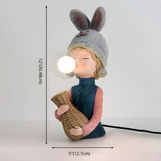 Creative Globe Glass Girl Figurine Resin Table Lamp Zawala #size