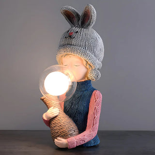 Creative Globe Glass Girl Figurine Resin Table Lamp Zawala Image - 2