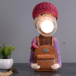 Creative Globe Glass Girl Figurine Resin Table Lamp Zawala Image - 7