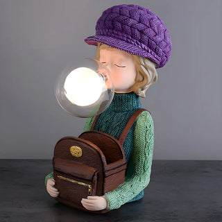 Creative Globe Glass Girl Figurine Resin Table Lamp Zawala Image - 3