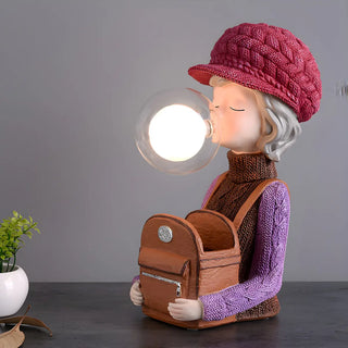 Creative Globe Glass Girl Figurine Resin Table Lamp Zawala Image - 4