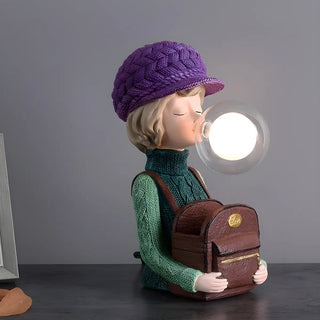 Creative Globe Glass Girl Figurine Resin Table Lamp Zawala Image - 11