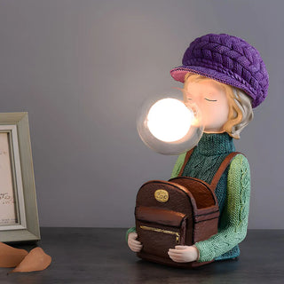 Creative Globe Glass Girl Figurine Resin Table Lamp Zawala Image - 13