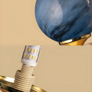 Artistic Girl Statue Spherical Glass Shade Table Lamp Zawala Image - 12