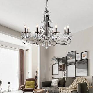 ZOWALA - Retro Candelabra Crystal Living Room Black Large Chandelier Image - 1