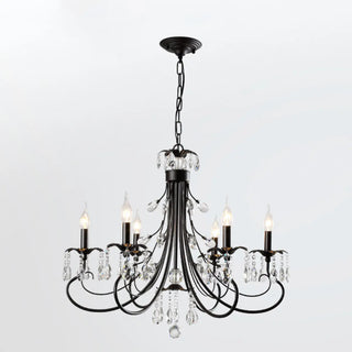 ZOWALA - Retro Candelabra Crystal Living Room Black Large Chandelier Image - 11