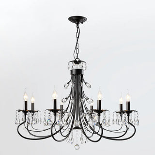 ZOWALA - Retro Candelabra Crystal Living Room Black Large Chandelier Image - 12