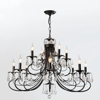 ZOWALA - Retro Candelabra Crystal Living Room Black Large Chandelier Image - 13