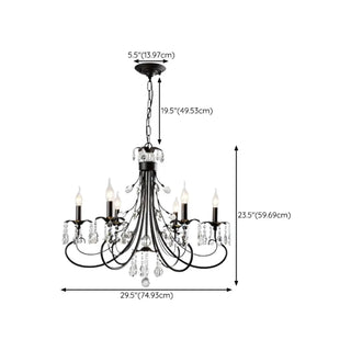 ZOWALA - Retro Candelabra Crystal Living Room Black Large Chandelier #size