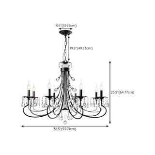 ZOWALA - Retro Candelabra Crystal Living Room Black Large Chandelier Image - 17
