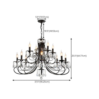 ZOWALA - Retro Candelabra Crystal Living Room Black Large Chandelier Image - 18