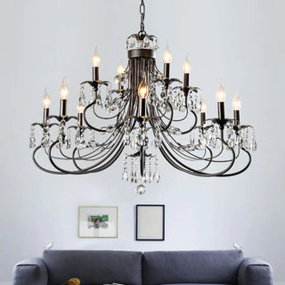 ZOWALA - Retro Candelabra Crystal Living Room Black Large Chandelier Image - 3