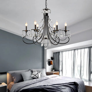 ZOWALA - Retro Candelabra Crystal Living Room Black Large Chandelier Image - 4
