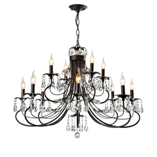 ZOWALA - Retro Candelabra Crystal Living Room Black Large Chandelier Image - 6