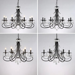 ZOWALA - Retro Candelabra Crystal Living Room Black Large Chandelier Image - 7