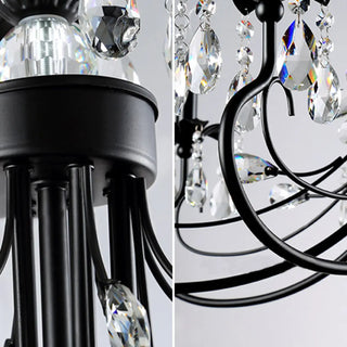 ZOWALA - Retro Candelabra Crystal Living Room Black Large Chandelier Image - 8