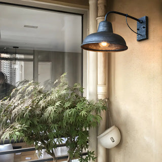 ZOWALA - Industrial Retro Black Dome Iron Exterior Wall Light Image - 1