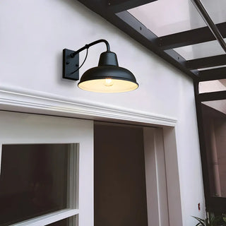 ZOWALA - Industrial Retro Black Dome Iron Exterior Wall Light Image - 12
