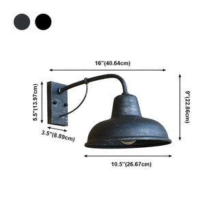 ZOWALA - Industrial Retro Black Dome Iron Exterior Wall Light #size