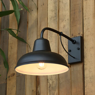 ZOWALA - Industrial Retro Black Dome Iron Exterior Wall Light Image - 3