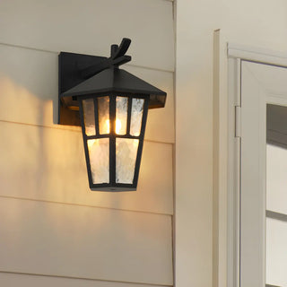 Retro Black Mini Geometric Glass Outdoor Wall Light Image - 1