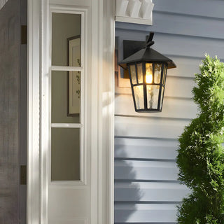 Retro Black Mini Geometric Glass Outdoor Wall Light Image - 10