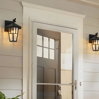 Retro Black Mini Geometric Glass Outdoor Wall Light Image - 12