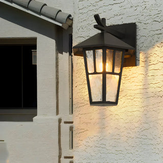 Retro Black Mini Geometric Glass Outdoor Wall Light Image - 13