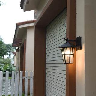 Retro Black Mini Geometric Glass Outdoor Wall Light Image - 15