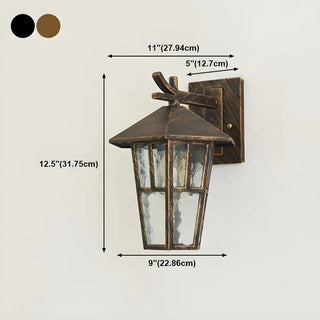 Retro Black Mini Geometric Glass Outdoor Wall Light #size