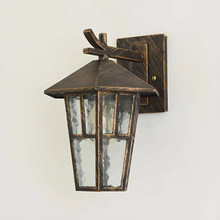 Retro Black Mini Geometric Glass Outdoor Wall Light Image - 5