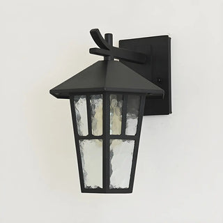 Retro Black Mini Geometric Glass Outdoor Wall Light Image - 6