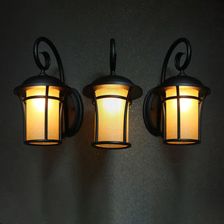 ZOWALA - Retro Black Metal Lantern Outdoor Wall Light Image - 10