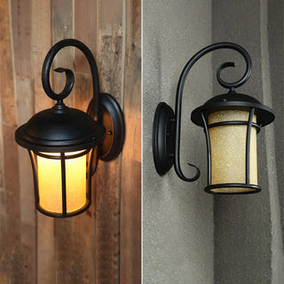 ZOWALA - Retro Black Metal Lantern Outdoor Wall Light Image - 12
