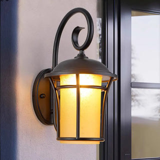 ZOWALA - Retro Black Metal Lantern Outdoor Wall Light Image - 2