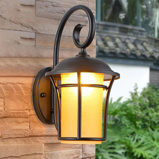 ZOWALA - Retro Black Metal Lantern Outdoor Wall Light Image - 3