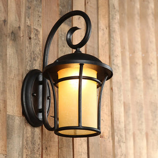 ZOWALA - Retro Black Metal Lantern Outdoor Wall Light Image - 4