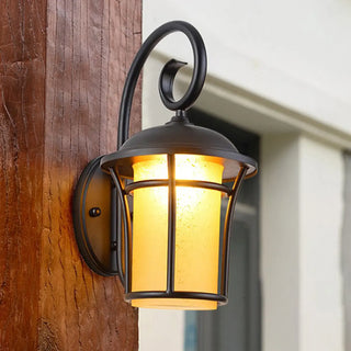 ZOWALA - Retro Black Metal Lantern Outdoor Wall Light Image - 5