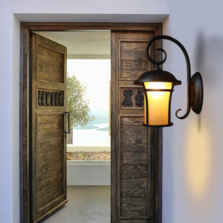 ZOWALA - Retro Black Metal Lantern Outdoor Wall Light Image - 6