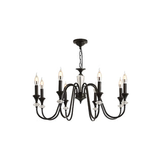 ZOWALA - Retro Arm Candle Black Crystal Dining Room Chandelier Image - 10