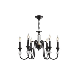 ZOWALA - Retro Arm Candle Black Crystal Dining Room Chandelier Image - 11