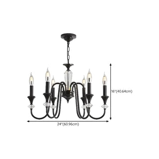 ZOWALA - Retro Arm Candle Black Crystal Dining Room Chandelier #size