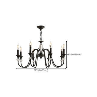 ZOWALA - Retro Arm Candle Black Crystal Dining Room Chandelier Image - 14
